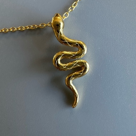 14K Gold Vermeil Snake Necklace - Picture 12 of 13